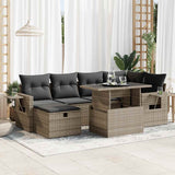 vidaXL 7-Piece Lounge Set with Cushions Poly Rattan Black