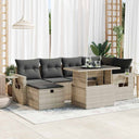 vidaXL 7-Piece Lounge Set with Cushions Poly Rattan Black