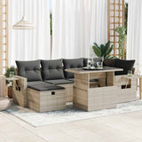 vidaXL 7-Piece Lounge Set with Cushions Poly Rattan Black