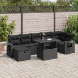 vidaXL 8-Piece Poly Rattan Lounge Set with Cushions Black