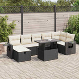 vidaXL 8-Piece Poly Rattan Lounge Set with Cushions Black