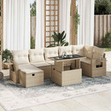vidaXL 8-Piece Poly Rattan Lounge Set with Cushions Black