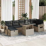 vidaXL 8-Piece Poly Rattan Lounge Set with Cushions Black