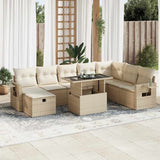 vidaXL 9-delige Loungeset met kussens poly rattan zwart
