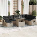 vidaXL 9-delige Loungeset met kussens poly rattan zwart