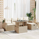 vidaXL 6-delige Loungeset met kussens poly rattan zwart