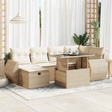 vidaXL 7-delige Loungeset met kussens poly rattan zwart