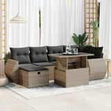 vidaXL 7-delige Loungeset met kussens poly rattan zwart