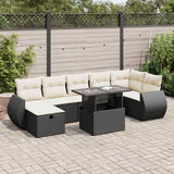 vidaXL 8-Piece Poly Rattan Lounge Set with Cushions Black