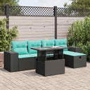 vidaXL 6-Piece Garden Sofa Set with Cushions Black Poly Rattan