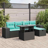 vidaXL 6-Piece Garden Sofa Set with Cushions Black Poly Rattan