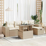 vidaXL 6-delige Loungeset met kussens poly rattan zwart