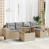 vidaXL 6-delige Loungeset met kussens poly rattan zwart