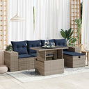 vidaXL 6-Piece Garden Sofa Set with Cushions Black Poly Rattan