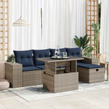 vidaXL 6-Piece Garden Sofa Set with Cushions Black Poly Rattan
