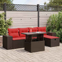 vidaXL 6-Piece Garden Sofa Set with Cushions Black Poly Rattan