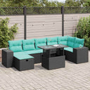 vidaXL 8-delige tuinbankset met kussens, zwart polyrotan
