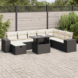 vidaXL 9-piece Poly Rattan Lounge Set with Cushions Black