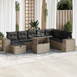 vidaXL 9-piece Poly Rattan Lounge Set with Cushions Black