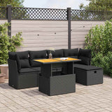 vidaXL 6-delige Loungeset met kussens poly rattan zwart