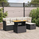 vidaXL 6-delige Loungeset met kussens poly rattan zwart