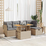 vidaXL 6-delige Loungeset met kussens poly rattan zwart