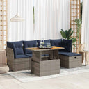 vidaXL 6-delige Loungeset met kussens poly rattan acacia zwart