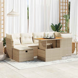vidaXL 7-delige Loungeset met kussens poly rattan zwart