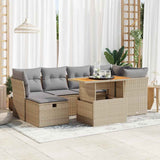 vidaXL 7-delige Loungeset met kussens poly rattan zwart