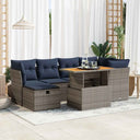 vidaXL 7-delige Loungeset met kussens poly rattan acacia bruin