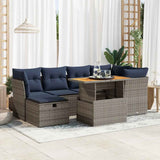 vidaXL 7-delige Loungeset met kussens poly rattan acacia bruin