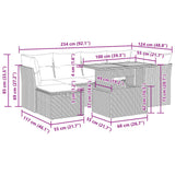vidaXL 7-delige Loungeset met kussens poly rattan acacia bruin