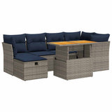vidaXL 7-delige Loungeset met kussens poly rattan acacia bruin
