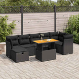 vidaXL 8-piece Lounge Set with Cushions Poly Rattan Black