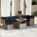 vidaXL Ensemble de salon 8 pièces avec coussins poly rotin acacia brun