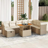 vidaXL 9-delige Loungeset met kussens poly rattan zwart