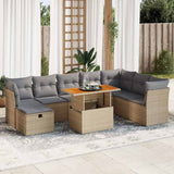 vidaXL 9-delige Loungeset met kussens poly rattan zwart