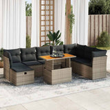 vidaXL 9-delige Loungeset met kussens poly rattan zwart