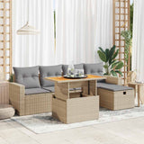 vidaXL 6-delige Loungeset met kussens poly rattan zwart
