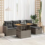 vidaXL 6-delige Loungeset met kussens poly rattan zwart