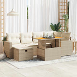 vidaXL 7-Piece Lounge Set with Cushions Poly Rattan Black