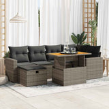 vidaXL 7-Piece Lounge Set with Cushions Poly Rattan Black