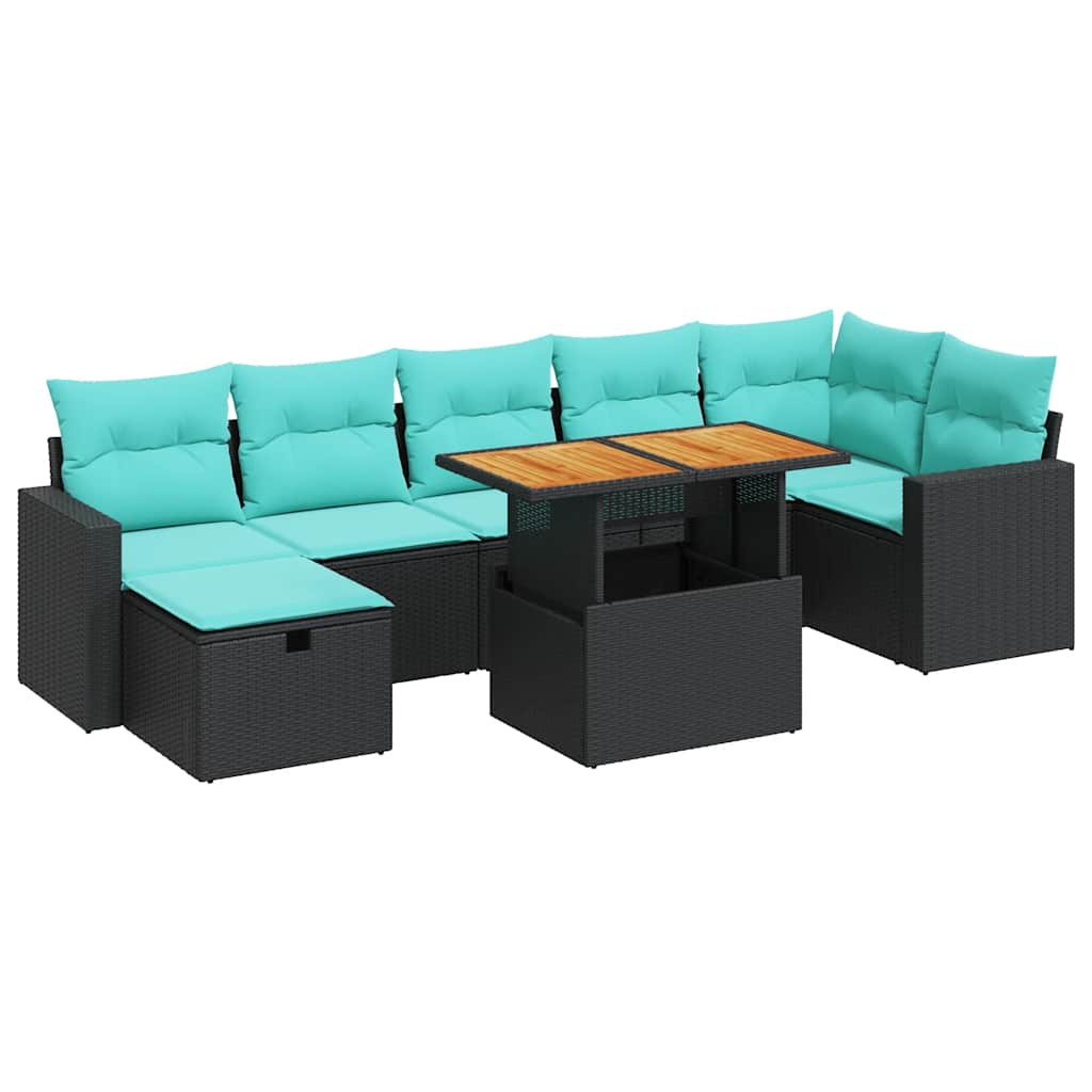 vidaXL 8-delige Loungeset met kussens poly rattan acacia bruin