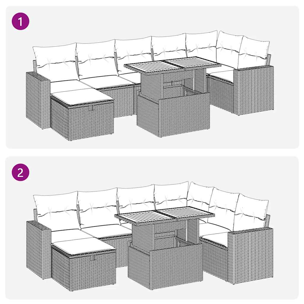 vidaXL 8-delige Loungeset met kussens poly rattan acacia bruin
