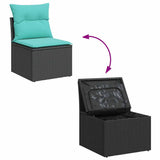 vidaXL 8-delige Loungeset met kussens poly rattan acacia bruin