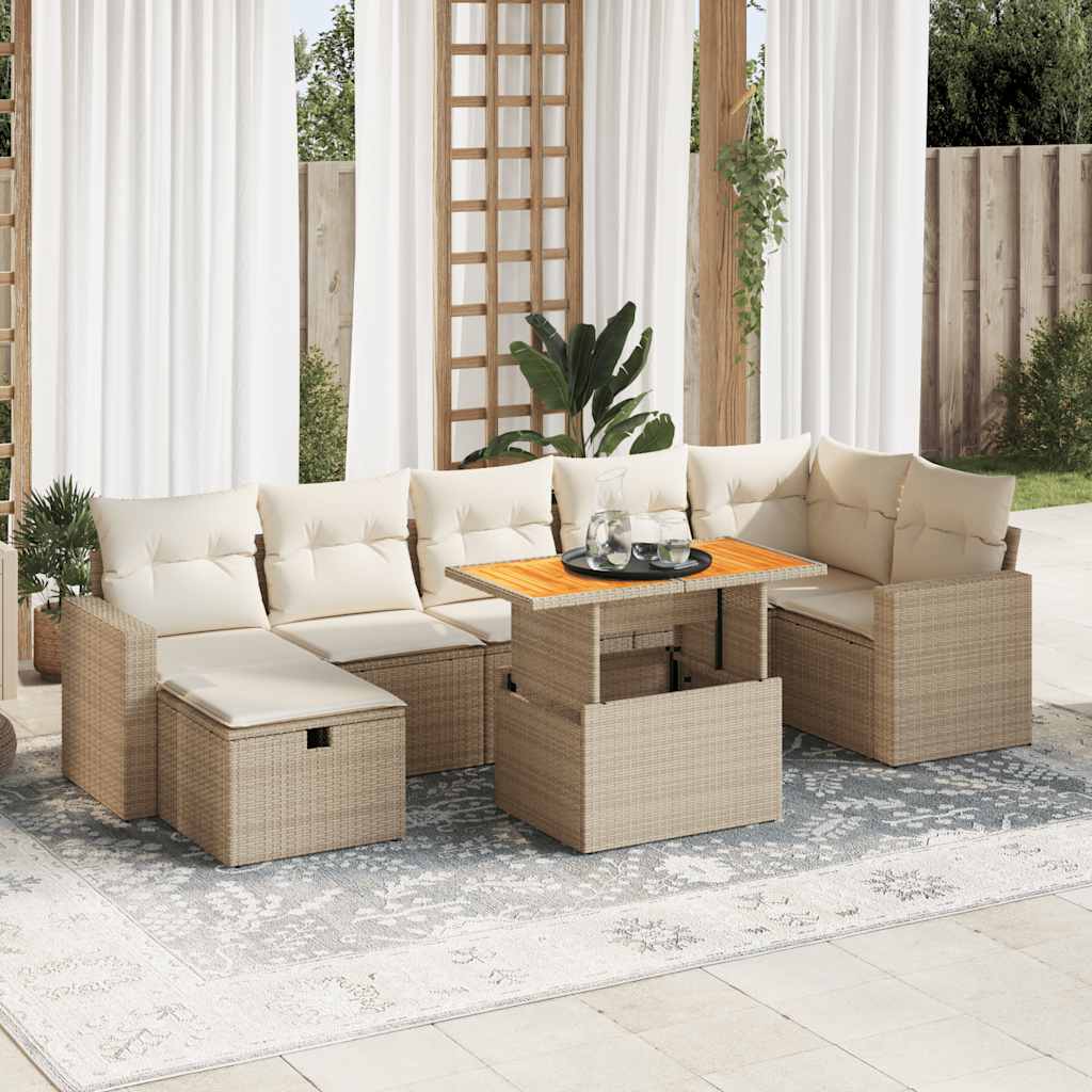 vidaXL 8-delige Loungeset met kussens poly rattan zwart