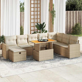 vidaXL 9-delige Loungeset met kussens poly rattan zwart