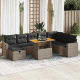 vidaXL 9-delige Loungeset met kussens poly rattan zwart
