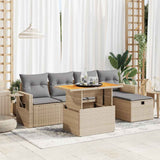vidaXL 6-delige Loungeset met kussens poly rattan zwart