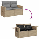 vidaXL 6-delige Loungeset met kussens poly rattan zwart